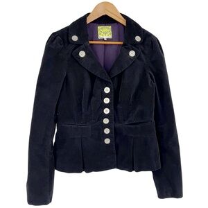 Anthropologie Floreat black‎ velvet jacket blazer
